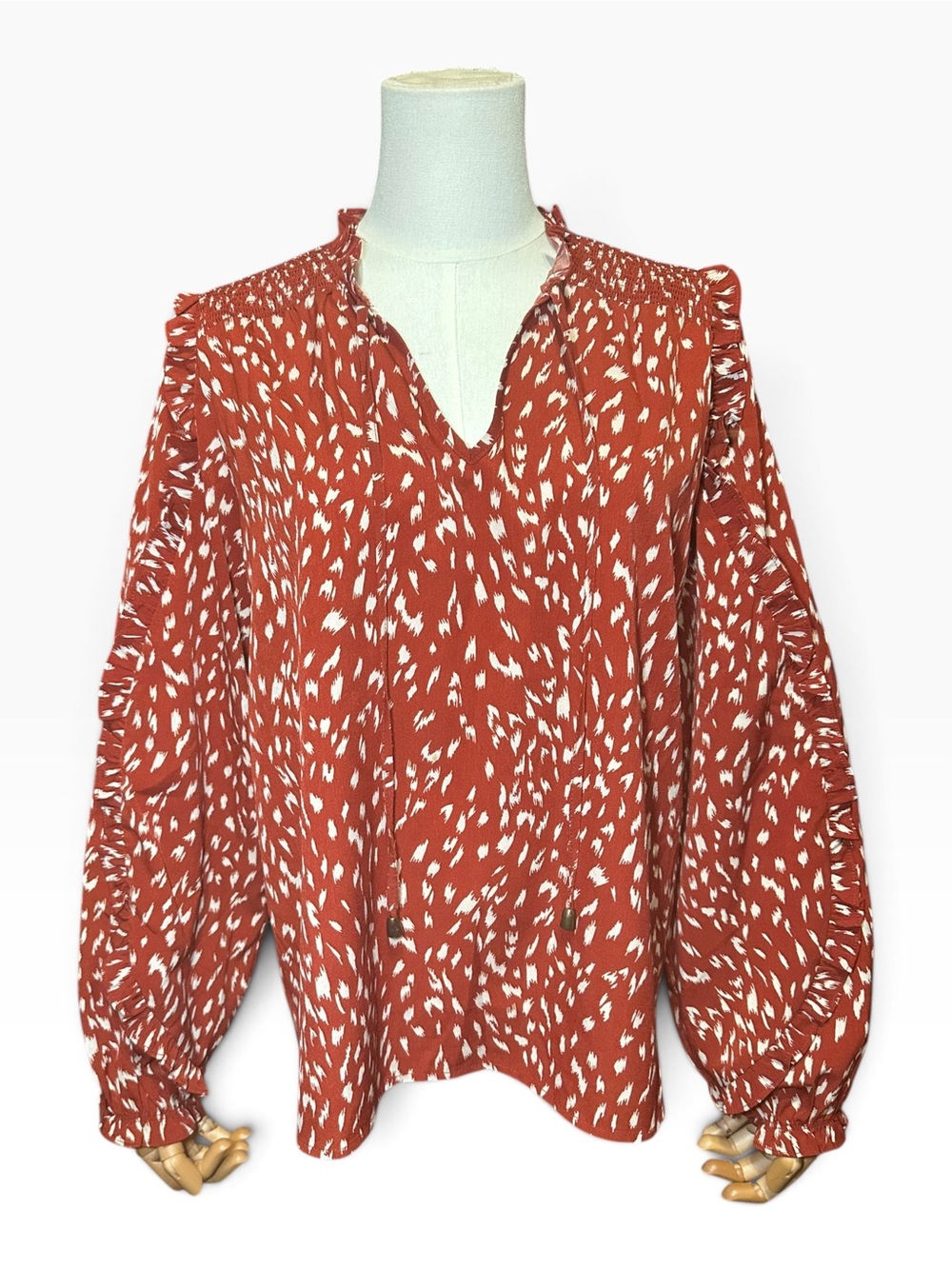THML Ruffle Trim V-Neck Blouse - Picture 2 of 8